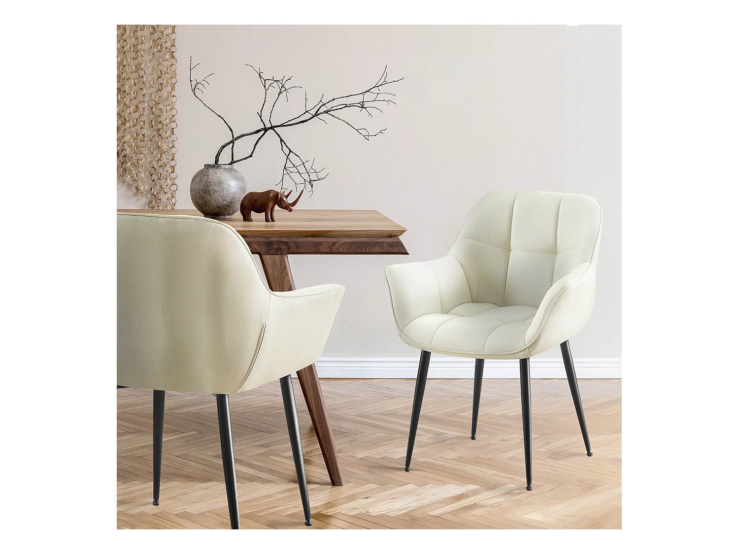 Stoel met armleuningen - Stof - creme - Roseville