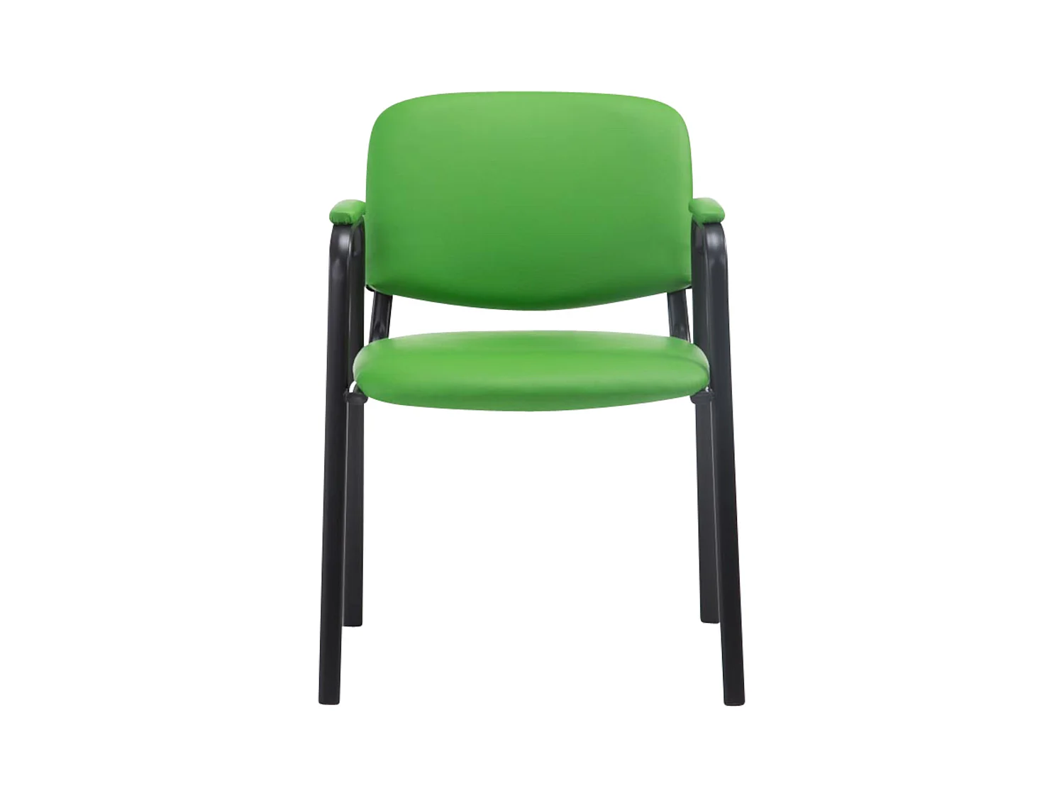 Lot de 4  Chaise de conférence - Similicuir & Métal noir mat - Vert - Ken Pro