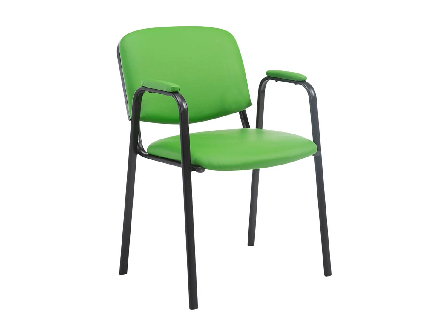 Lot de 4  Chaise de conférence - Similicuir & Métal noir mat - Vert - Ken Pro