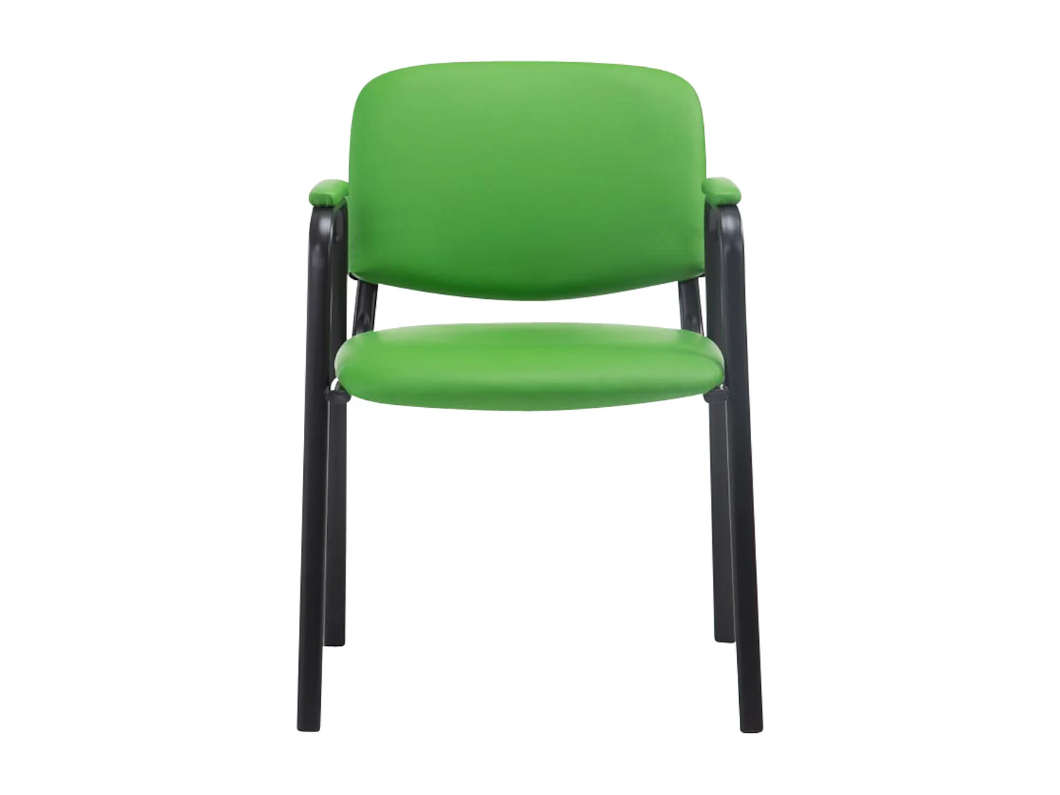 Lot de 4  Chaise de conférence - Similicuir & Métal noir mat - Vert - Ken Pro