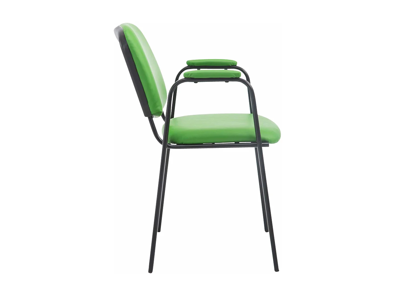 Lot de 4  Chaise de conférence - Similicuir & Métal noir mat - Vert - Ken Pro