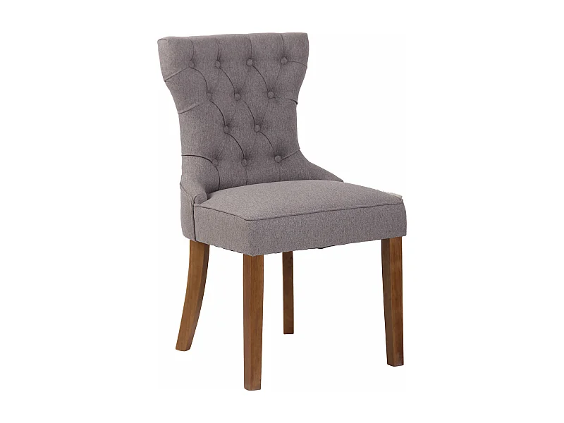 Chaise salle à manger - Tissu & Bois - Gris - Franca