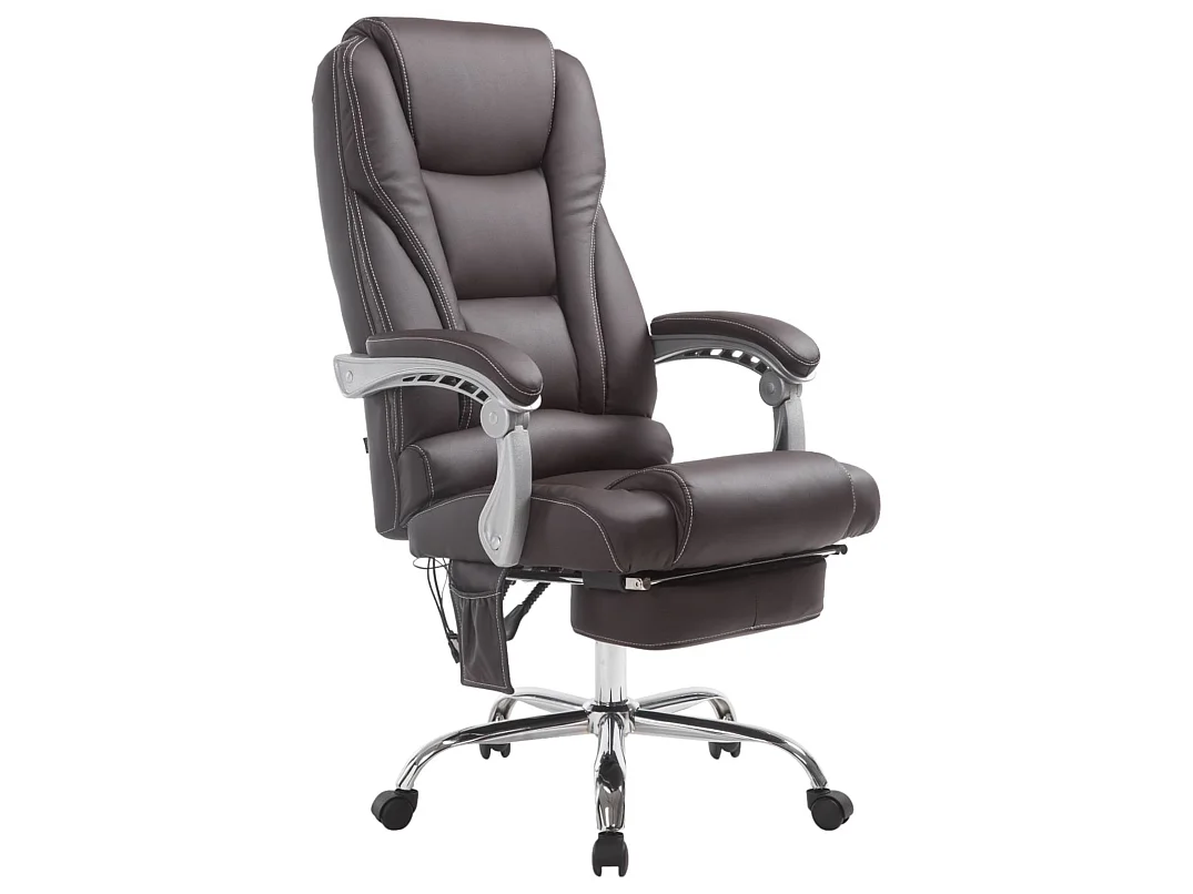 Chaise de bureau - Similicuir & Chrome - Marron - Pacific