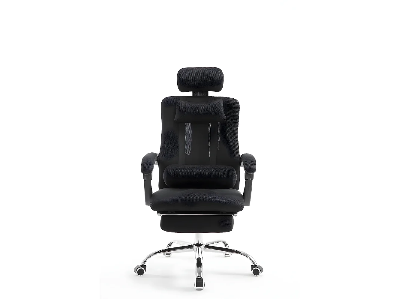 Chaise de bureau - Similicuir & Métal chromé - Noir - Fellow