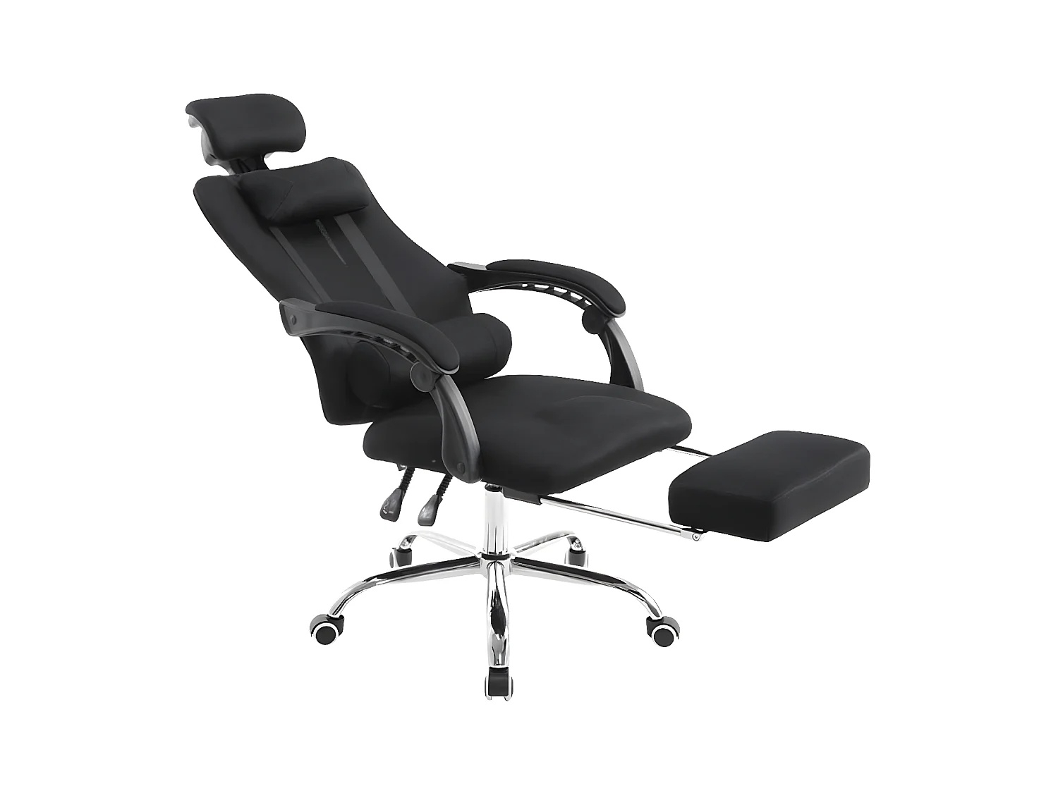 Chaise de bureau - Similicuir & Métal chromé - Noir - Fellow