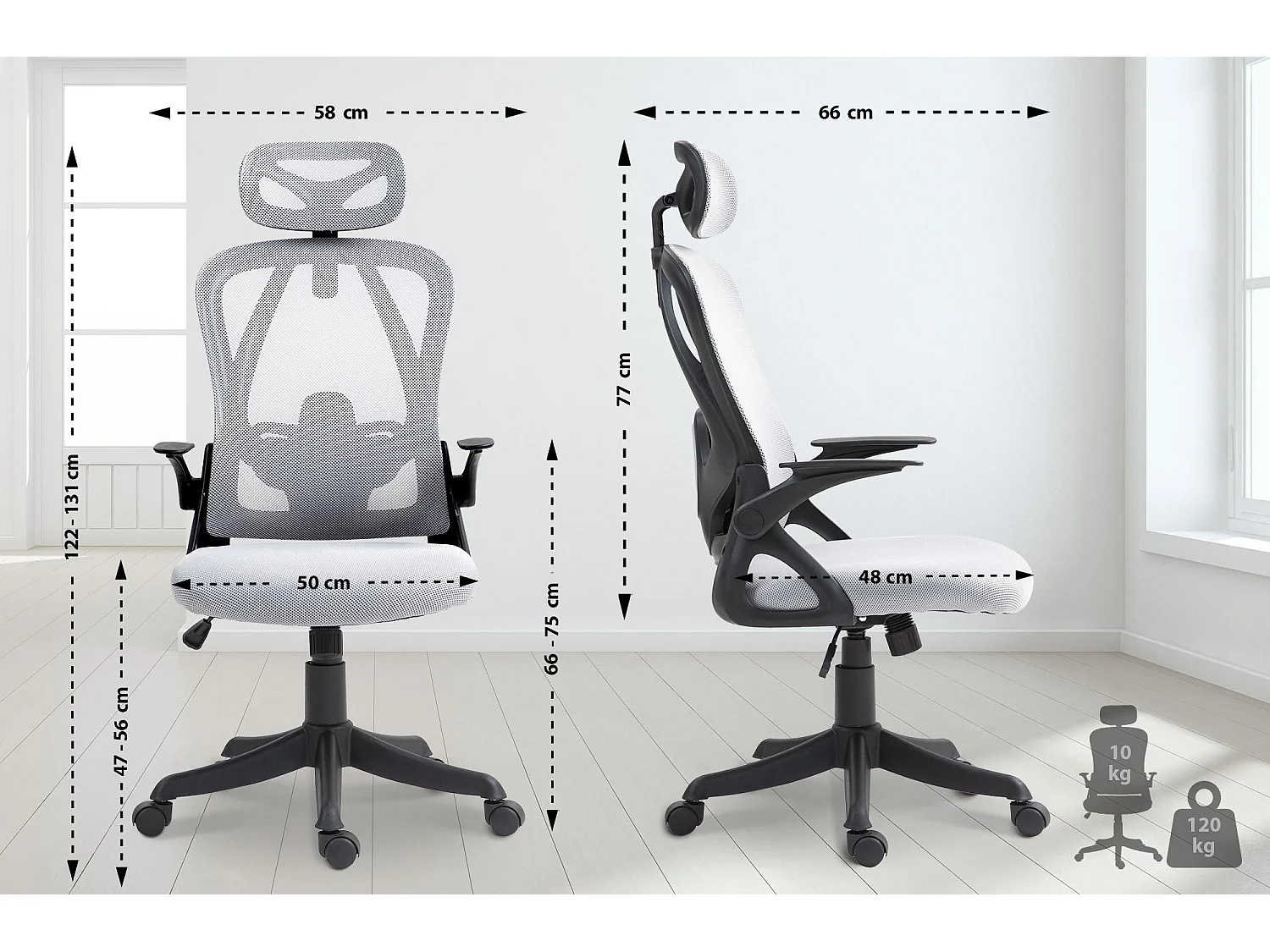 Chaise de bureau - Tissu & Plastique - Gris - Taos