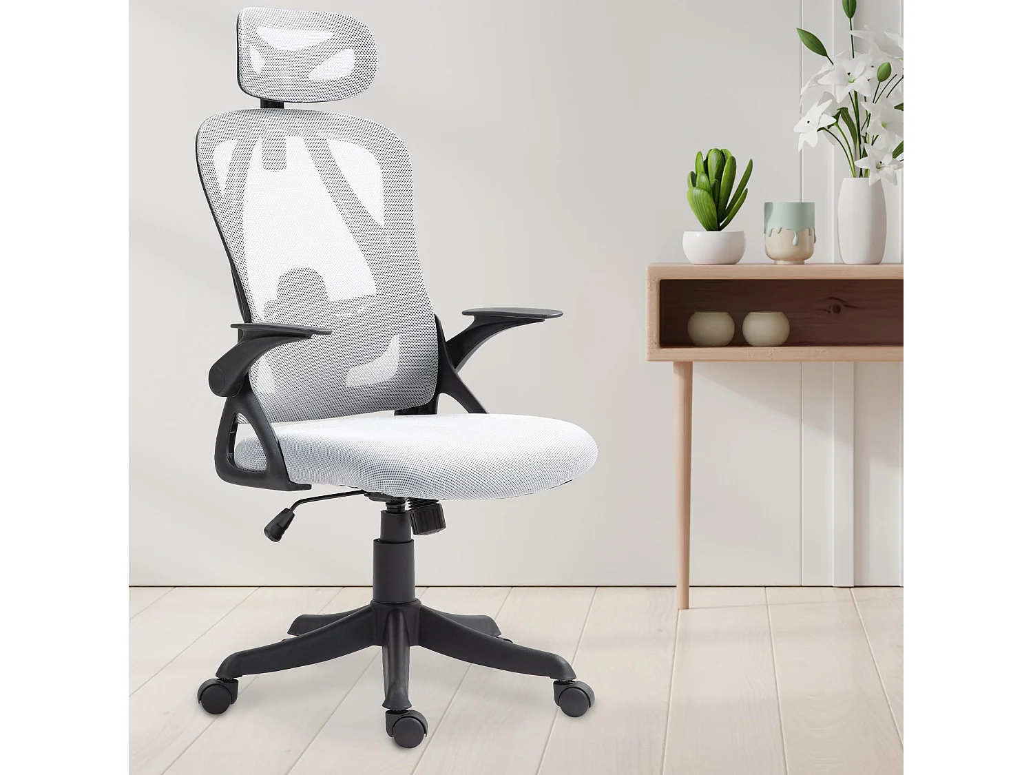 Chaise de bureau - Tissu & Plastique - Gris - Taos