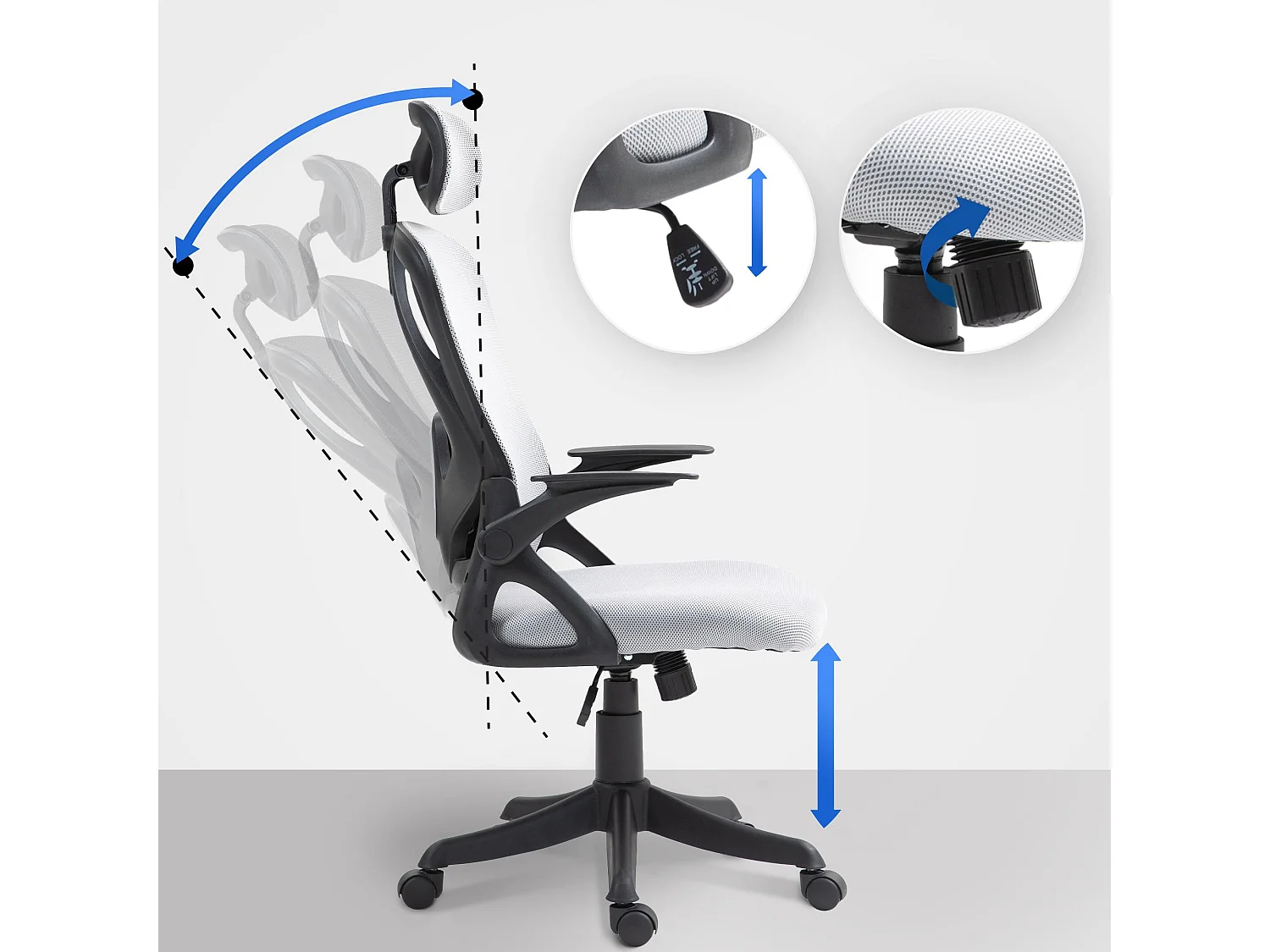 Chaise de bureau - Tissu & Plastique - Gris - Taos