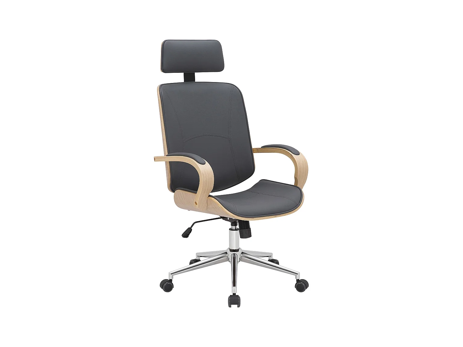Chaise de bureau - Similicuir - Nature / Gris - Dayton