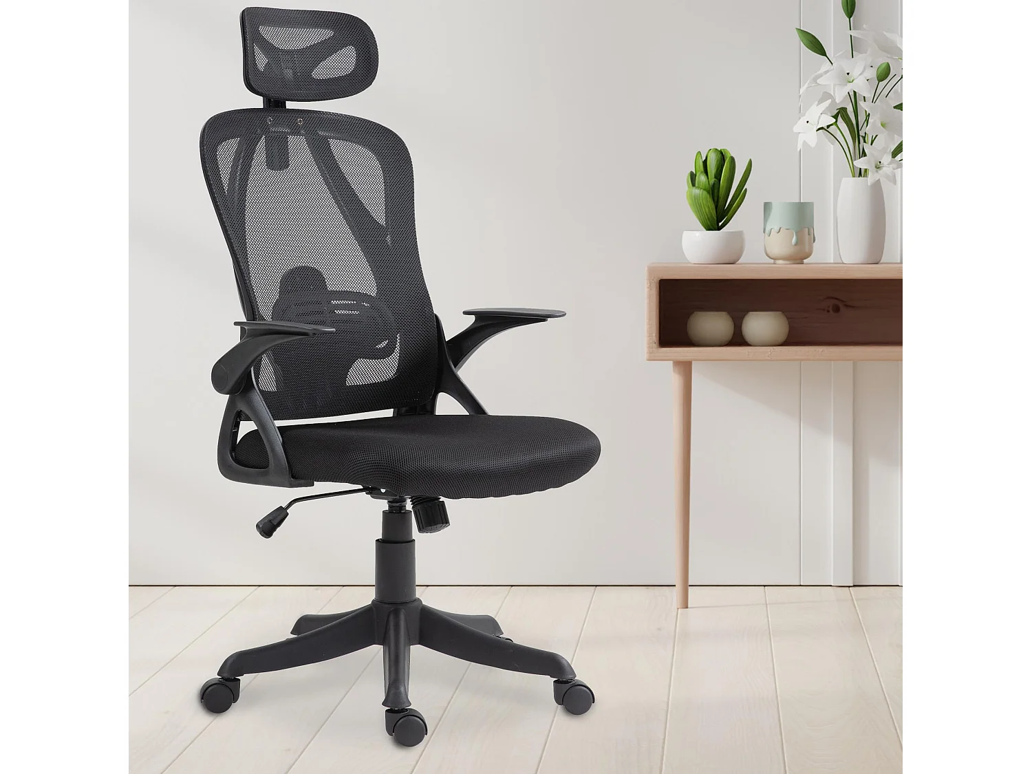 Chaise de bureau - Tissu & Plastique - Noir - Taos