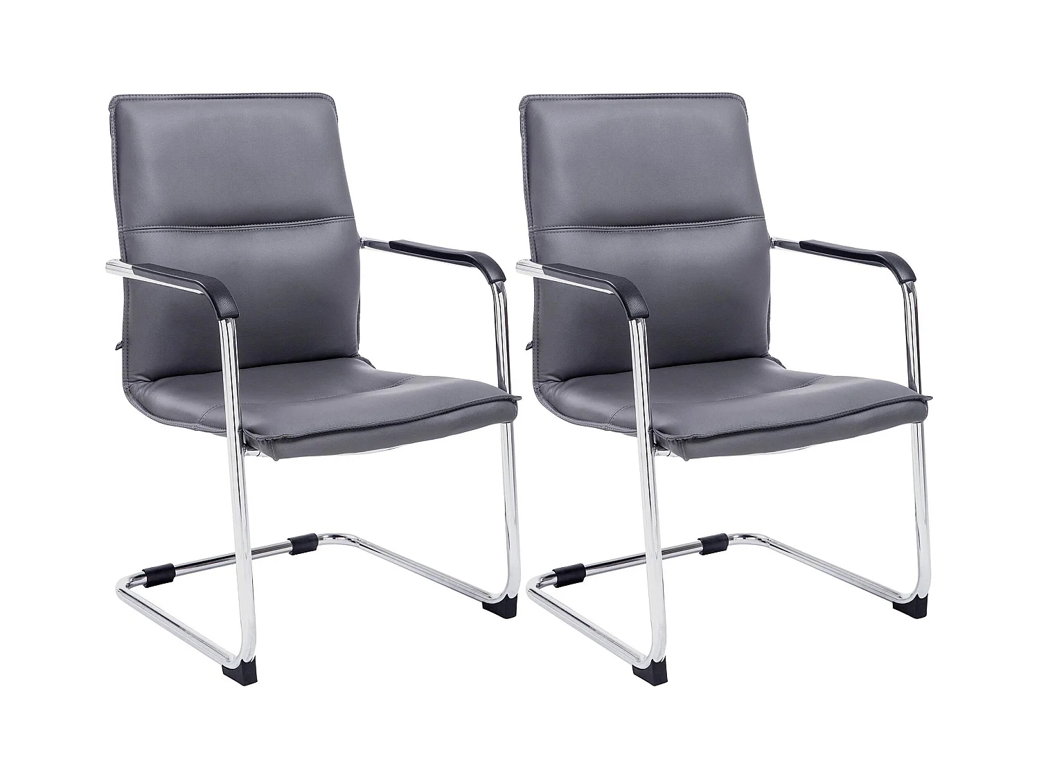 Lot de 2  chaises oscillantes - Similicuir & Blanc - Gris - Seattle