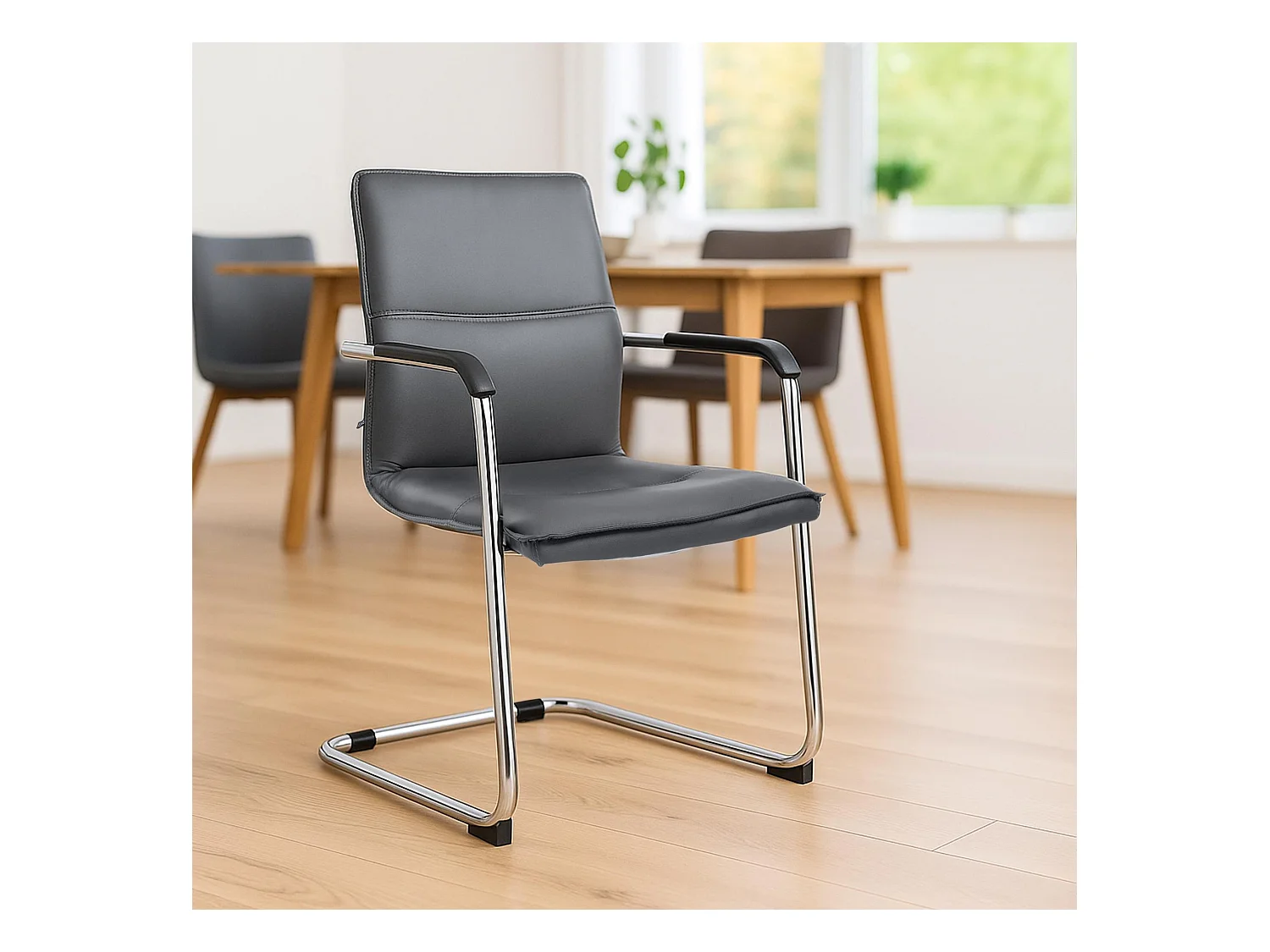 Lot de 2  chaises oscillantes - Similicuir & Blanc - Gris - Seattle