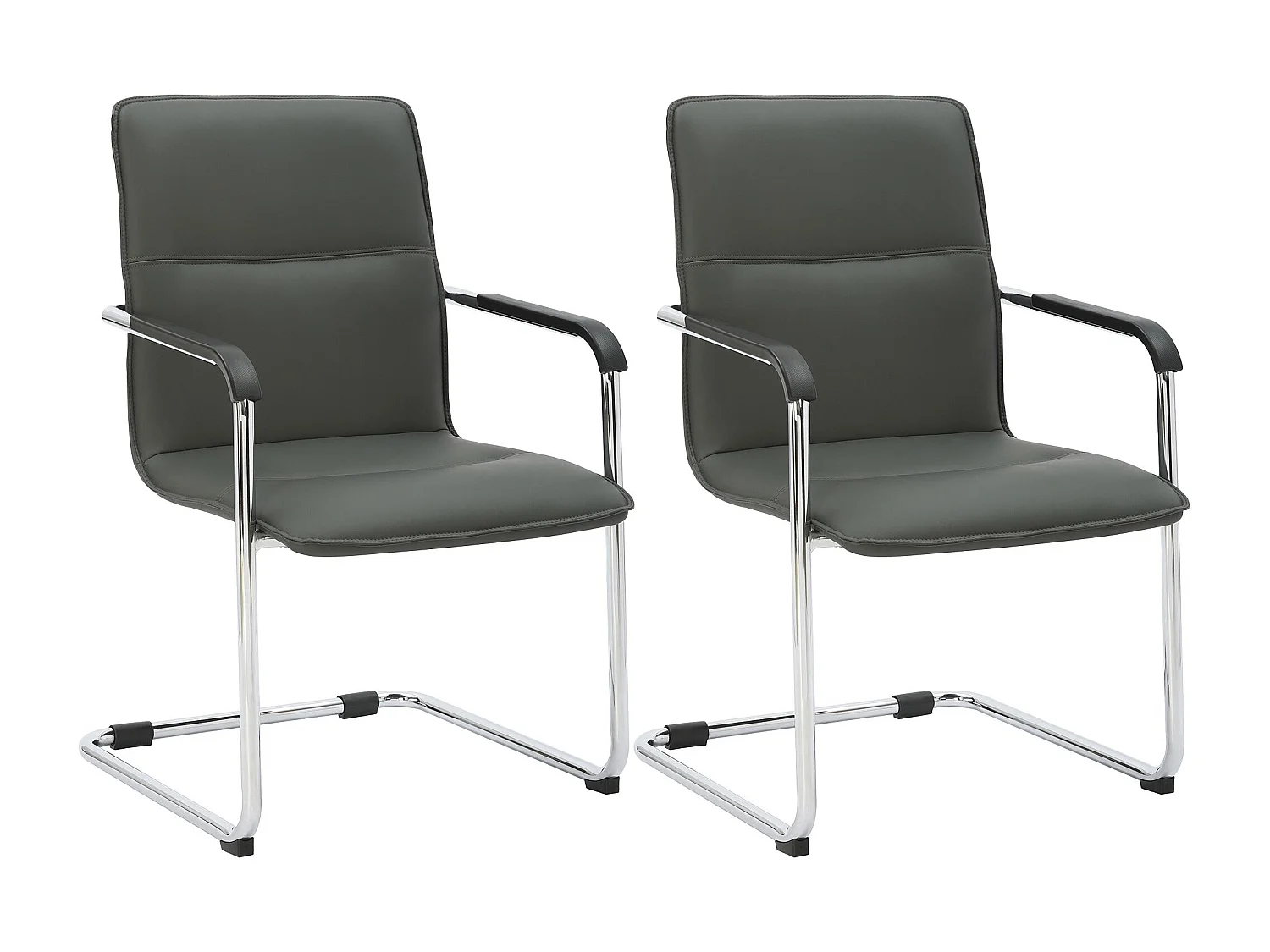 Lot de 2  chaises oscillantes - Similicuir & Nature - Gris - Seattle