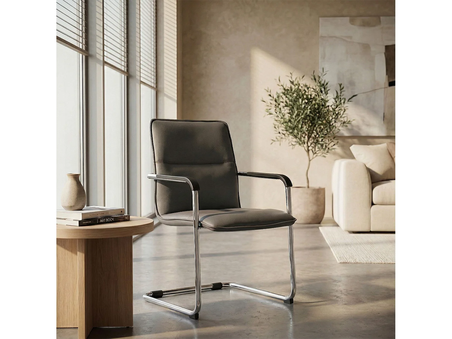 Lot de 2  chaises oscillantes - Similicuir & Nature - Gris - Seattle