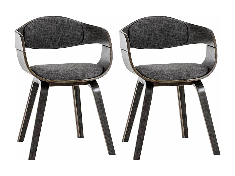 Set van 2  Stoel met armleuningen - Stof - grijs/lichtgrijs - Kingston