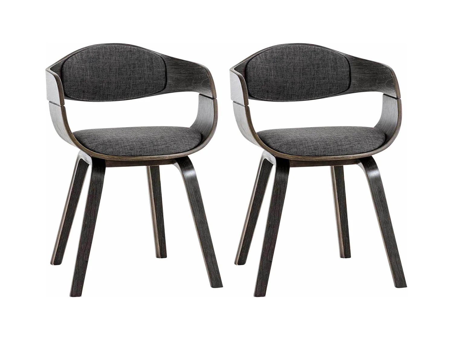 Lot de 2  chaises avec accoudoirs - Tissu - Gris / Gris clair - Kingston