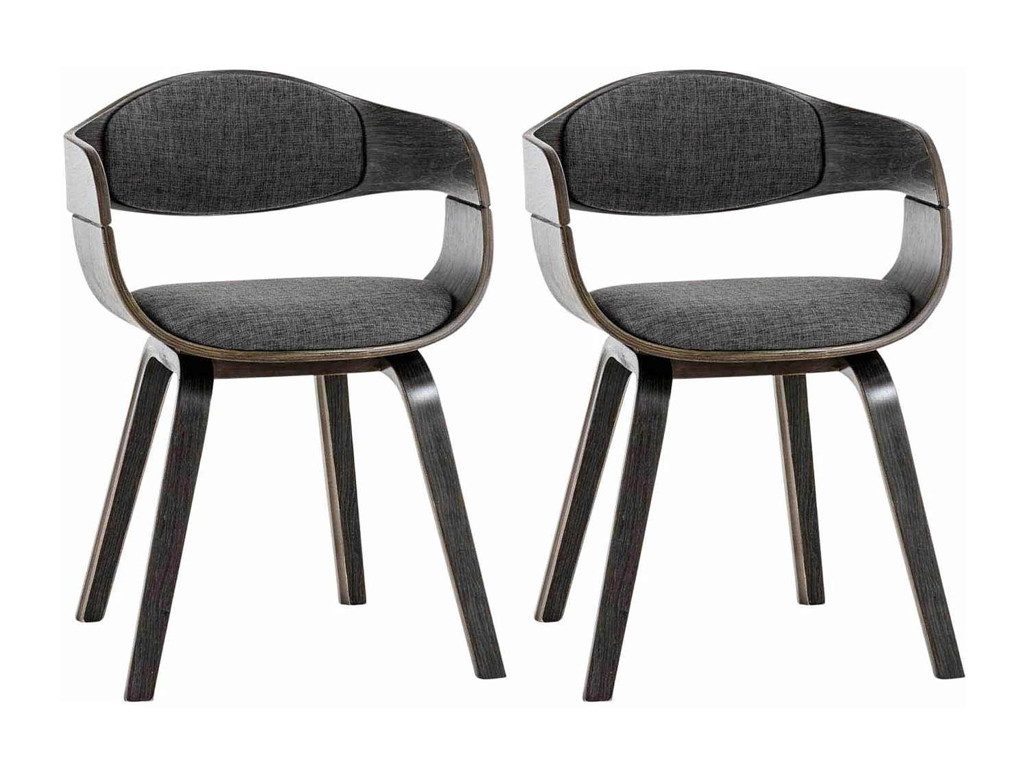 Lot de 2  chaises avec accoudoirs - Tissu - Gris / Gris clair - Kingston