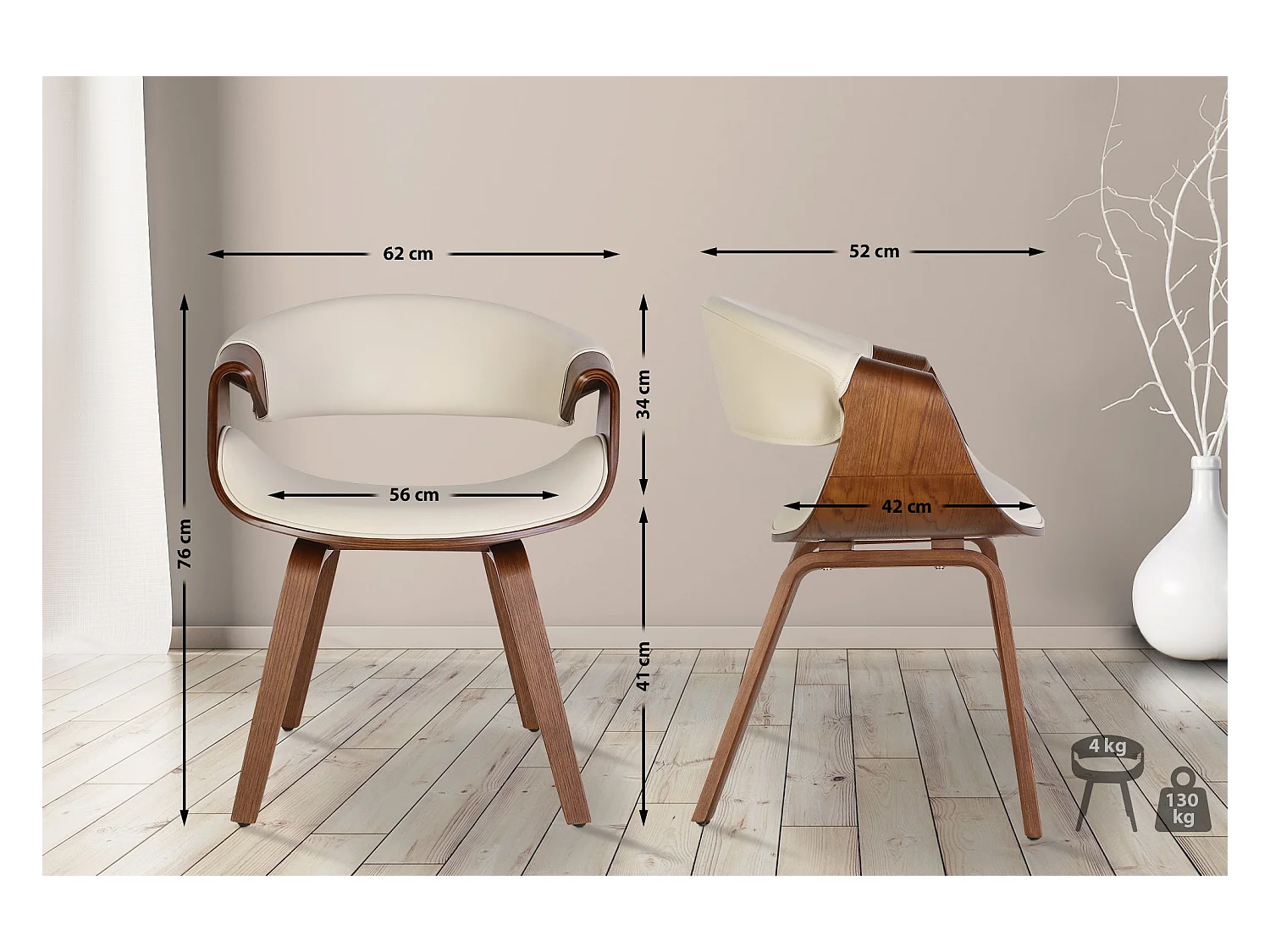 chaise salle à manger - Similicuir - Crème - Foley