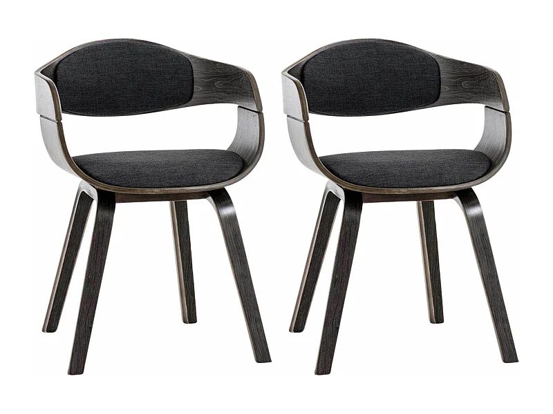 Lot de 2  chaises avec accoudoirs - Tissu - Gris / Gris foncé - Kingston