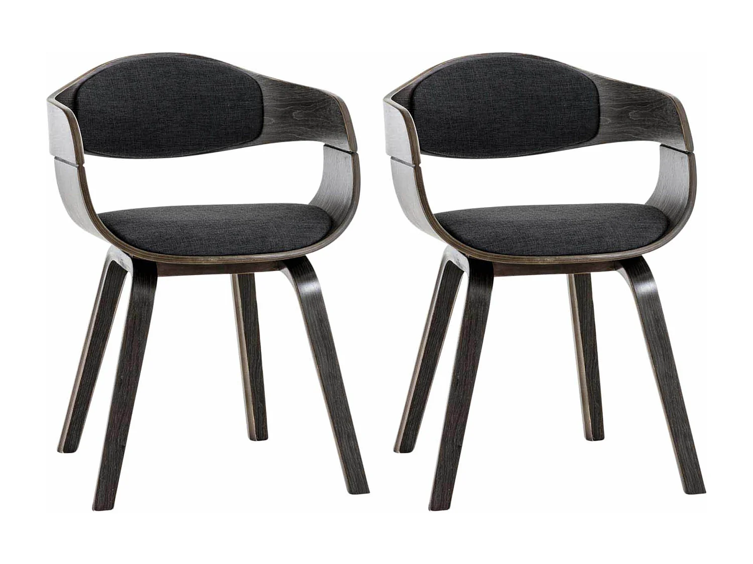 2er Set Stuhl mit Armlehnen - Stoff - grau/dunkelgrau - Kingston
