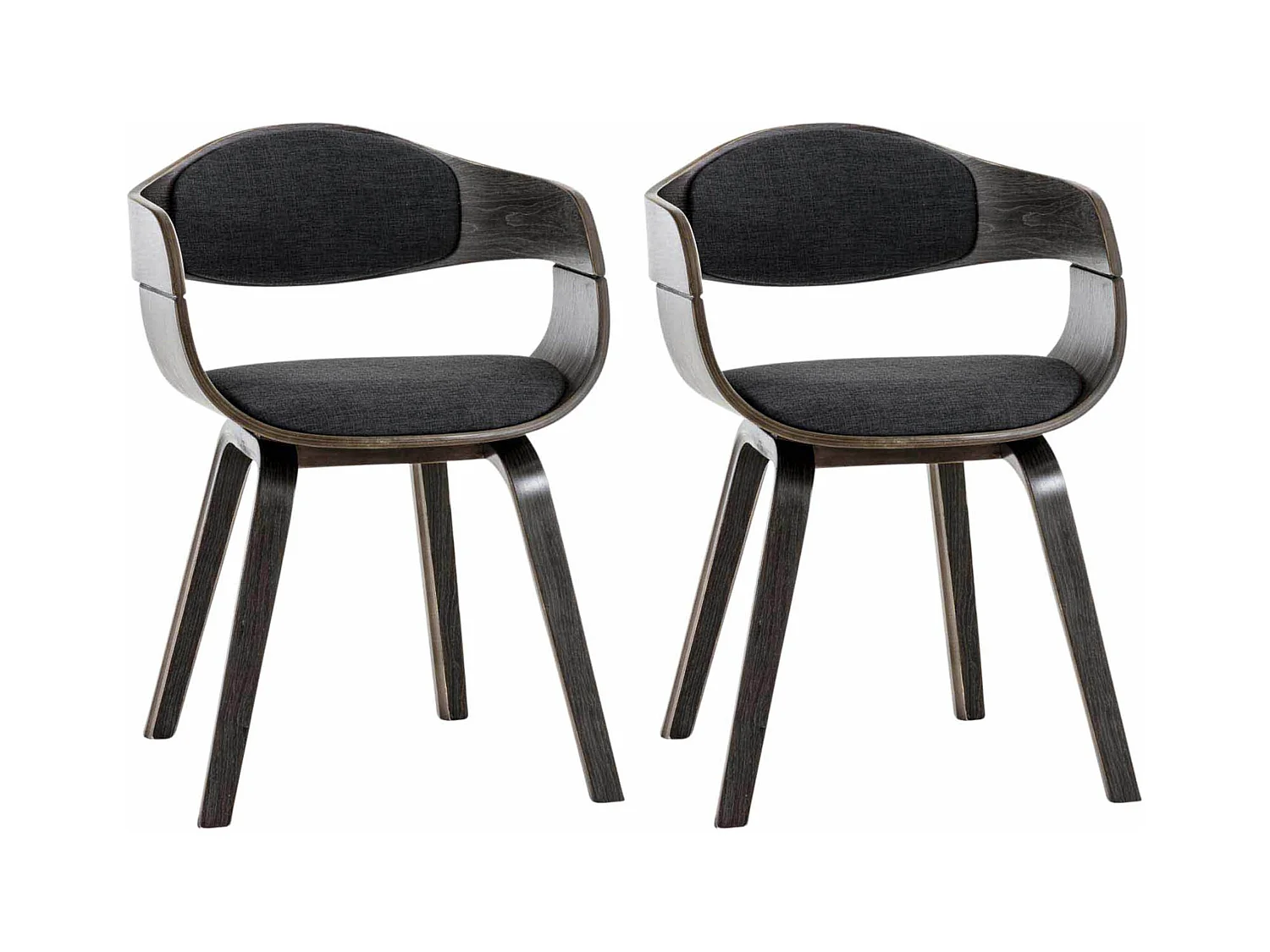 Lot de 2  chaises avec accoudoirs - Tissu - Gris / Gris foncé - Kingston