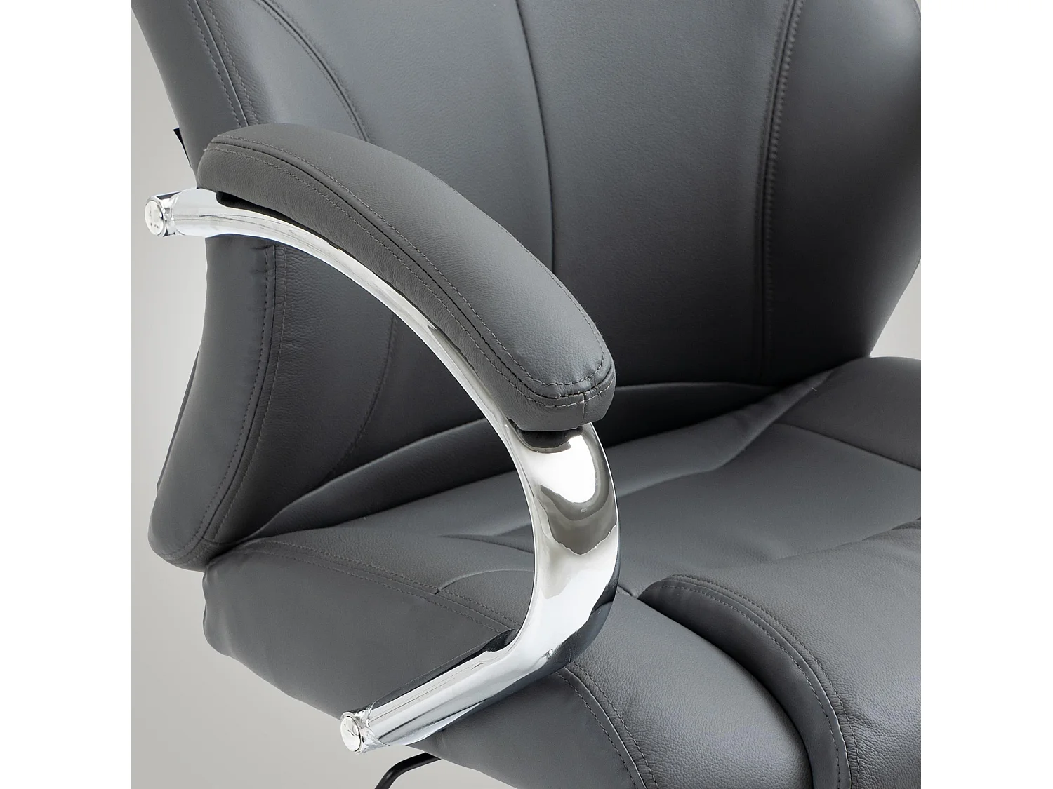 Chaise de bureau - Véritable cuir & Noir - Gris - Salford