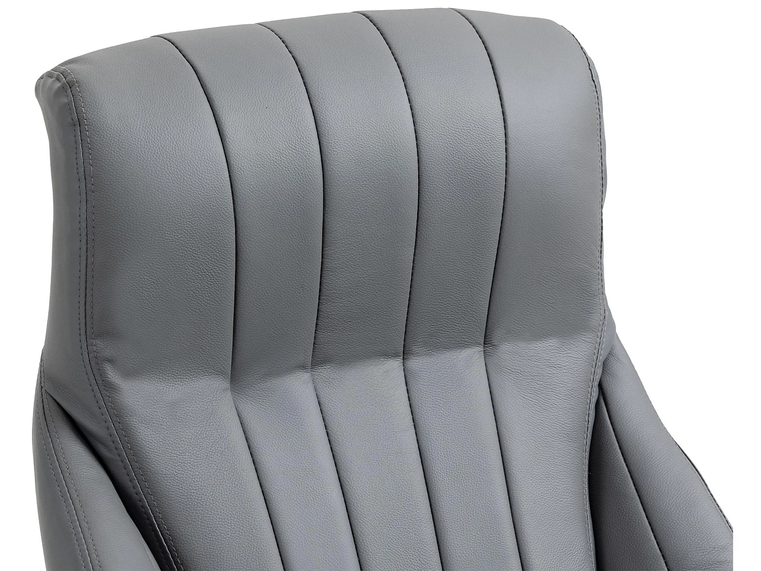 Chaise de bureau - Véritable cuir & Métal chromé - Gris - Wigan