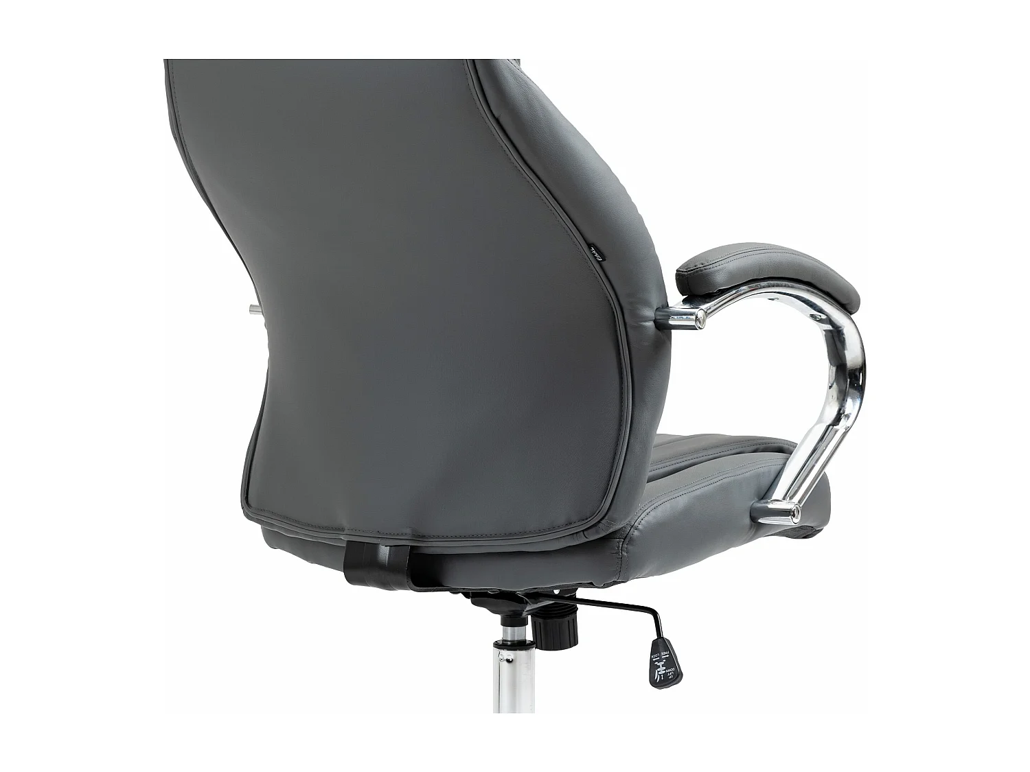 Chaise de bureau - Véritable cuir & Métal chromé - Gris - Wigan