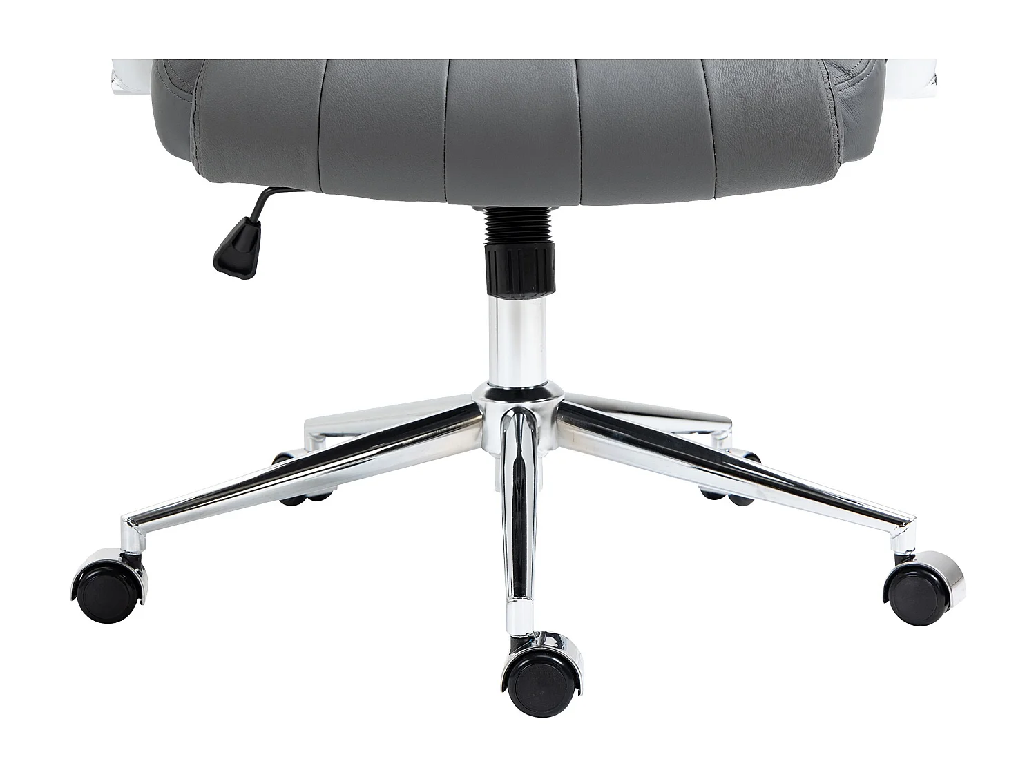 Chaise de bureau - Véritable cuir & Métal chromé - Gris - Wigan