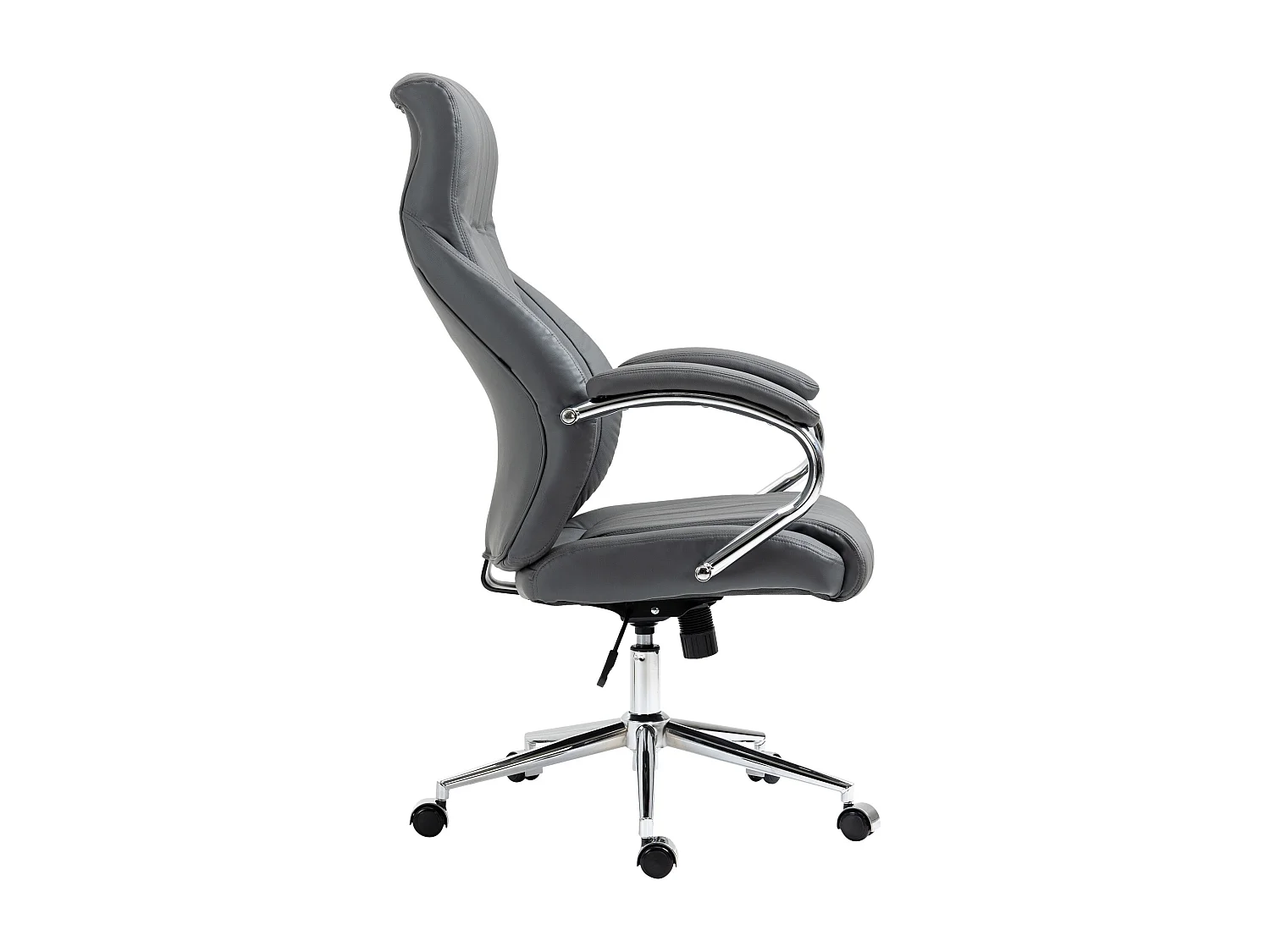 Chaise de bureau - Véritable cuir & Métal chromé - Gris - Wigan