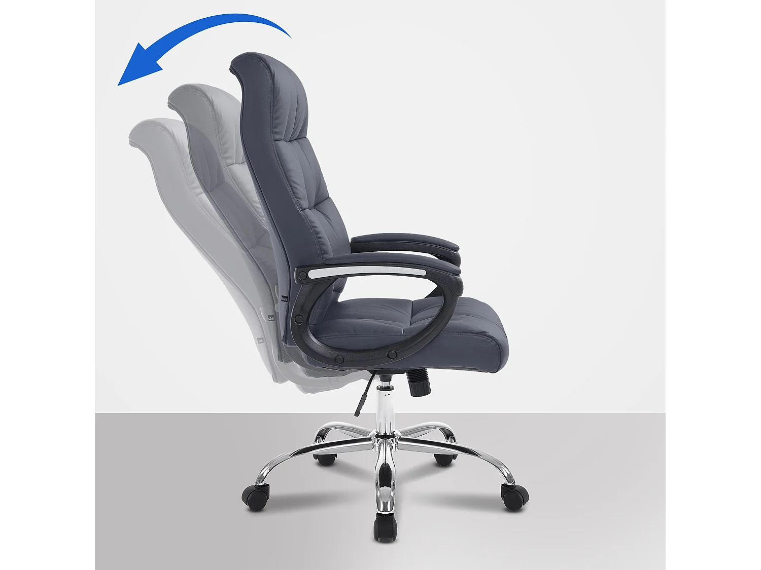 Chaise de bureau - Similicuir & Métal chromé - Gris - Poseidon