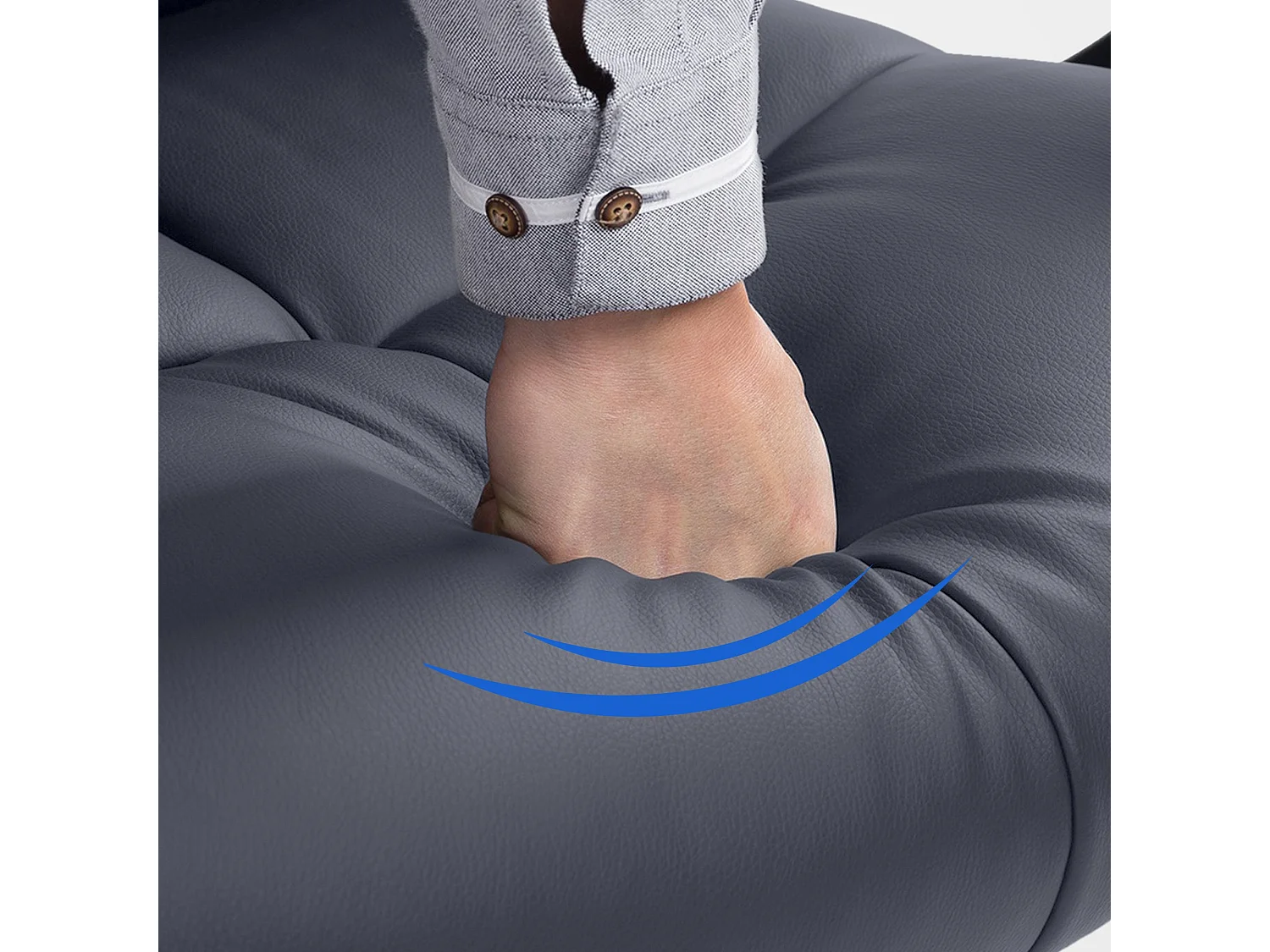 Chaise de bureau - Similicuir & Métal chromé - Gris - Poseidon