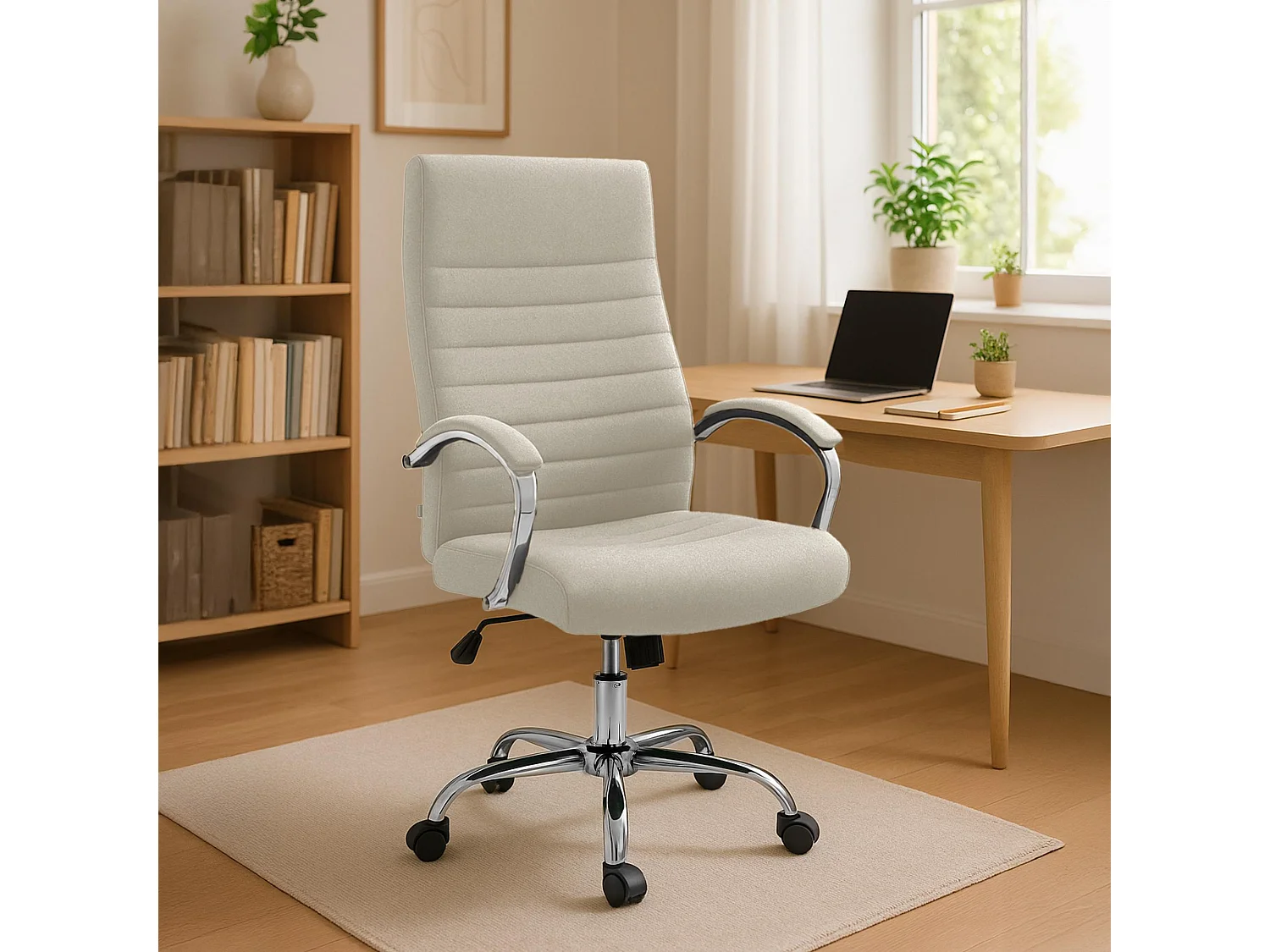 Chaise de bureau - Tissu & Cappuccino - Crème - Valais