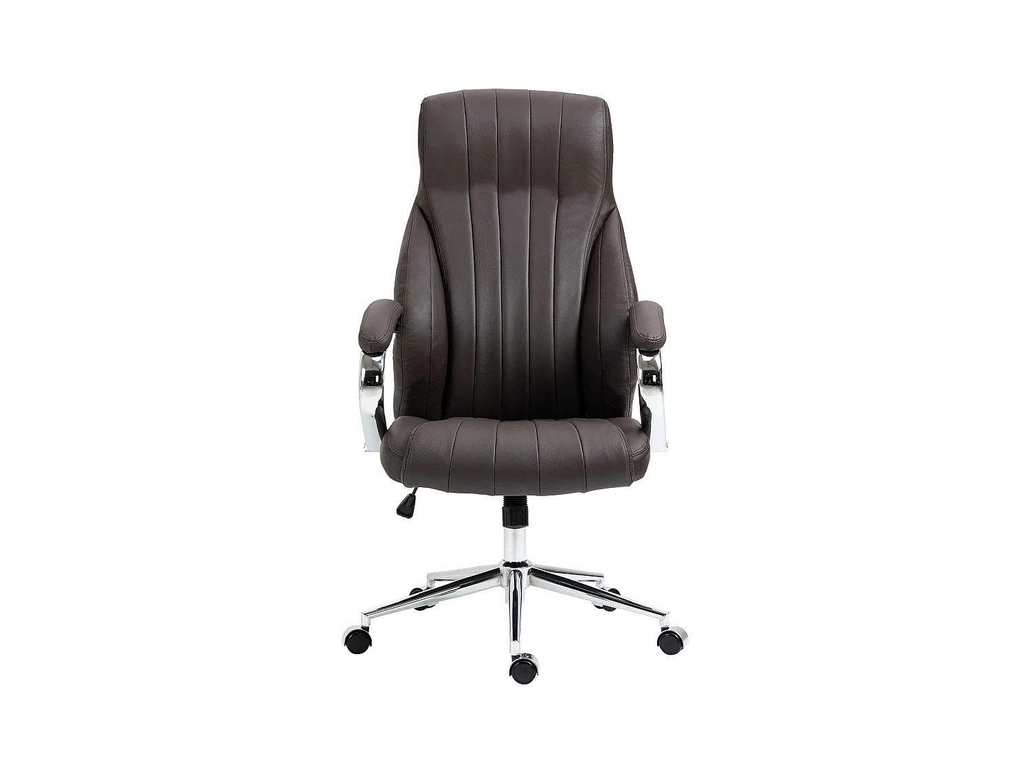 Chaise de bureau - Véritable cuir & Métal chromé - Marron - Wigan