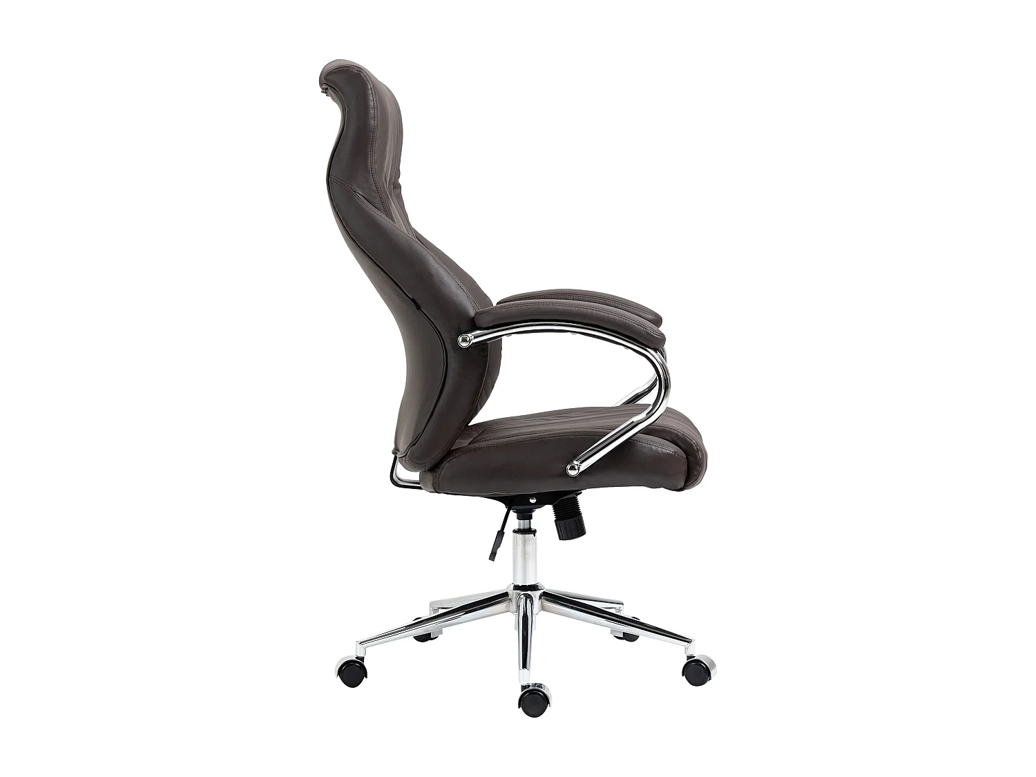 Chaise de bureau - Véritable cuir & Métal chromé - Marron - Wigan