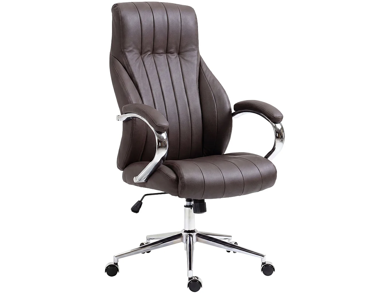 Chaise de bureau - Véritable cuir & Nature - Marron - Wigan