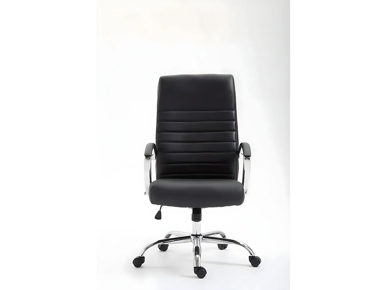 Chaise de bureau - Similicuir & Métal chromé - Noir - Valais