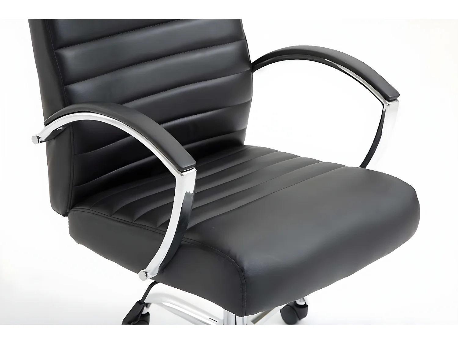 Chaise de bureau - Similicuir & Métal chromé - Noir - Valais