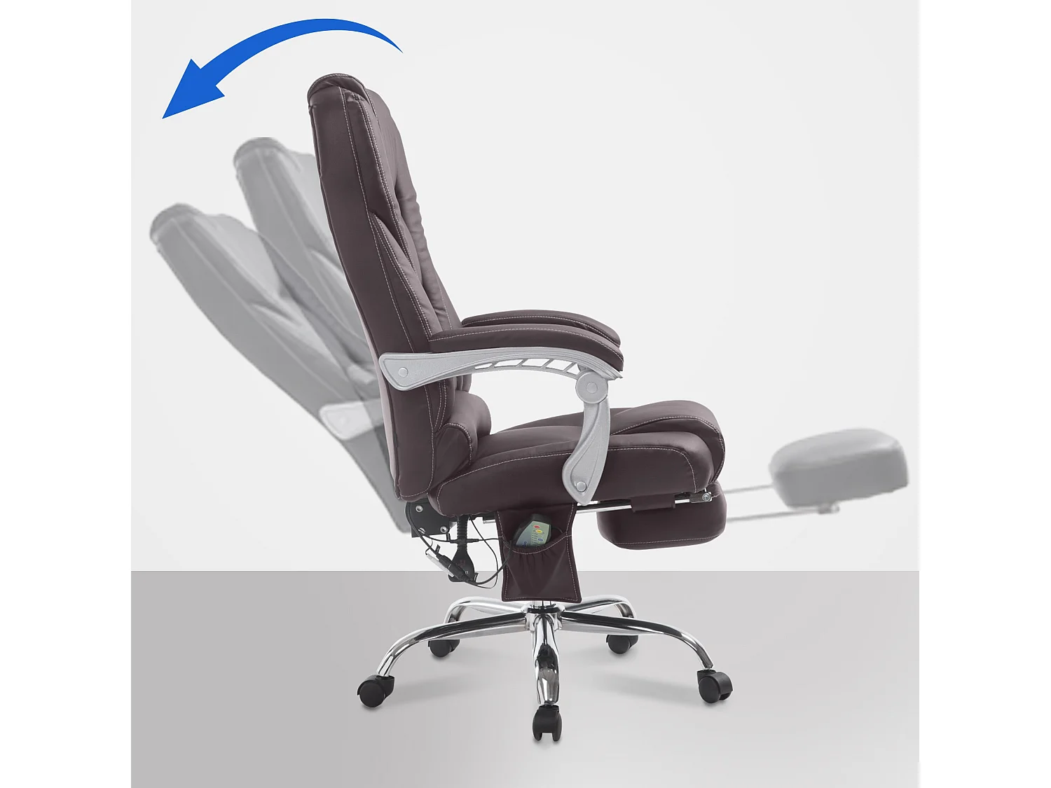 Chaise de bureau - Similicuir & Métal chromé - Marron - Pacific