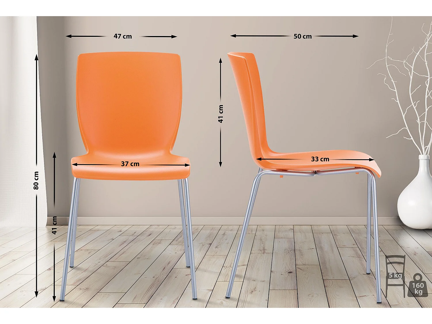 Chaise de conférence - Plastique & Aluminium - Orange - Mio