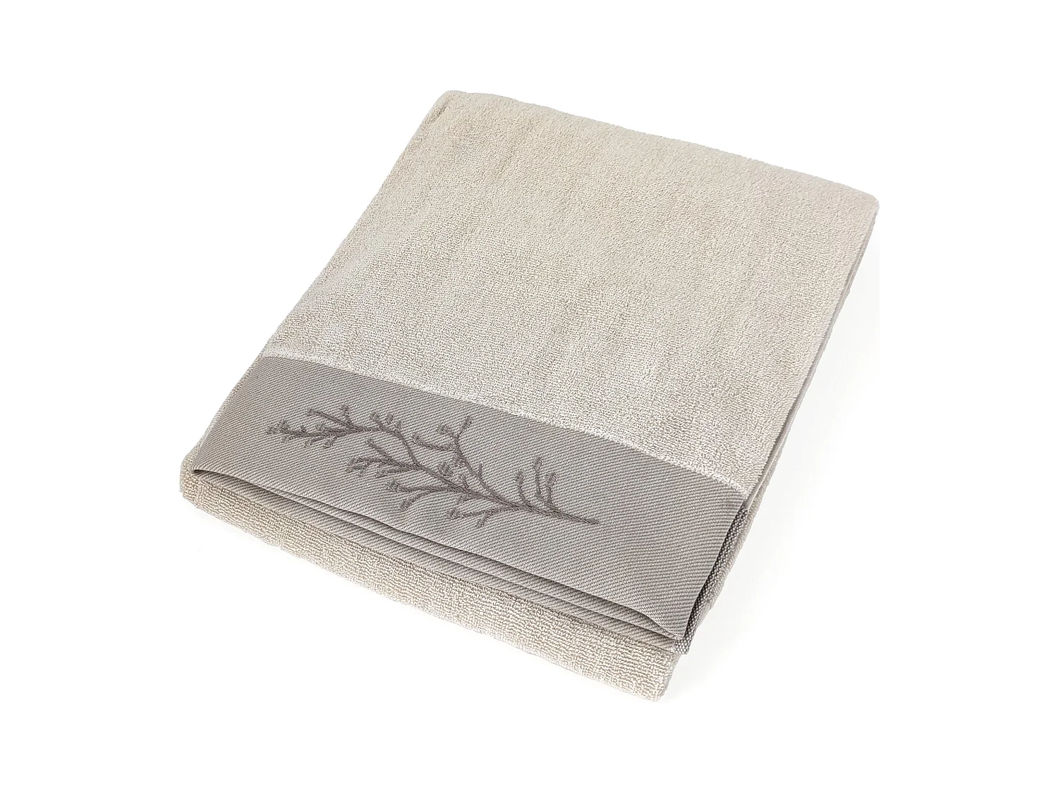 Drap de bain absorbant coton 100x150cm FEUILLE beige