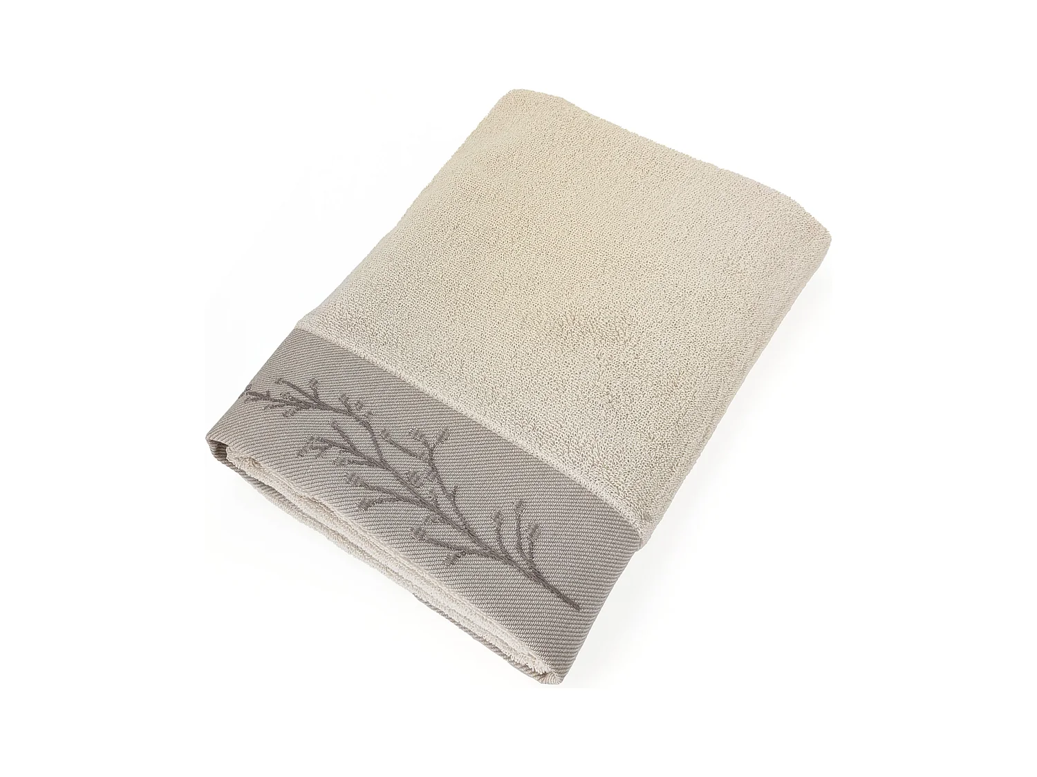Drap de douche absorbant coton 70x140cm FEUILLE beige
