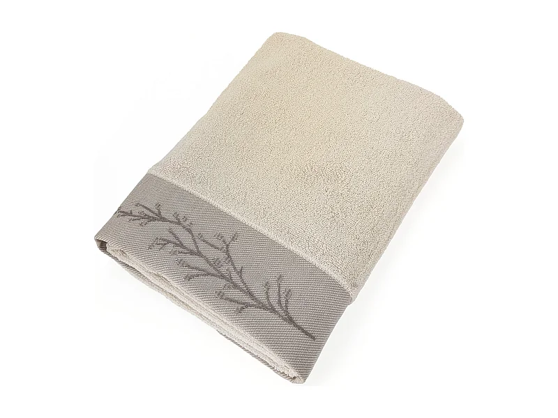 Drap de douche absorbant coton 70x140cm FEUILLE beige