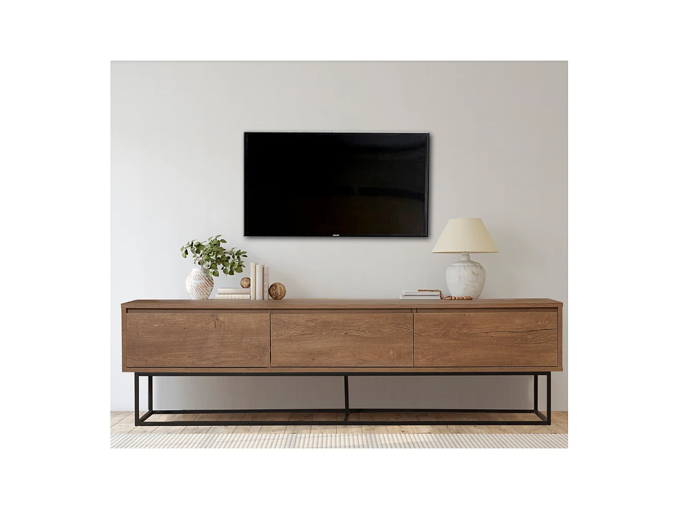 Industriële TV-meubel Zwart met Laden en Planken - Modern en Strak Design