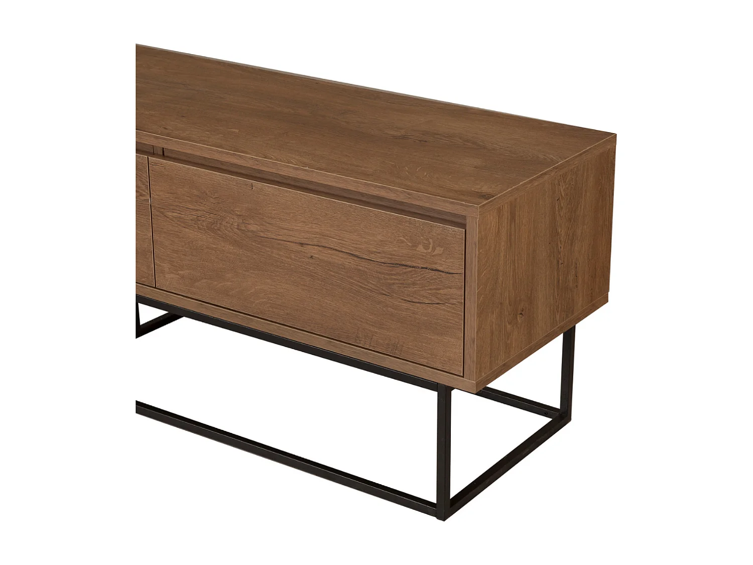 Móvel de TV Industrial Preto com Gavetas e Prateleiras - Design Moderno e Elegante