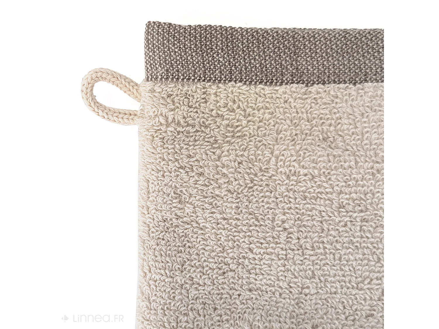 Lot de 2 gants de toilette absorbants coton 16x21cm FEUILLE beige