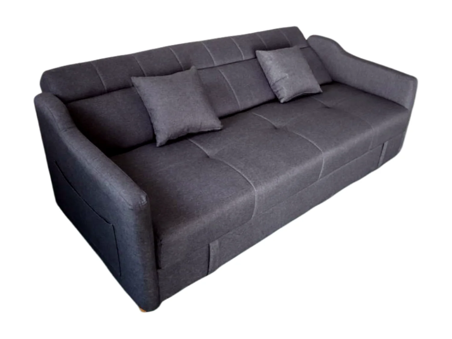 Canapé convertible avec coffre en tissu gris foncé 3 places ADARE