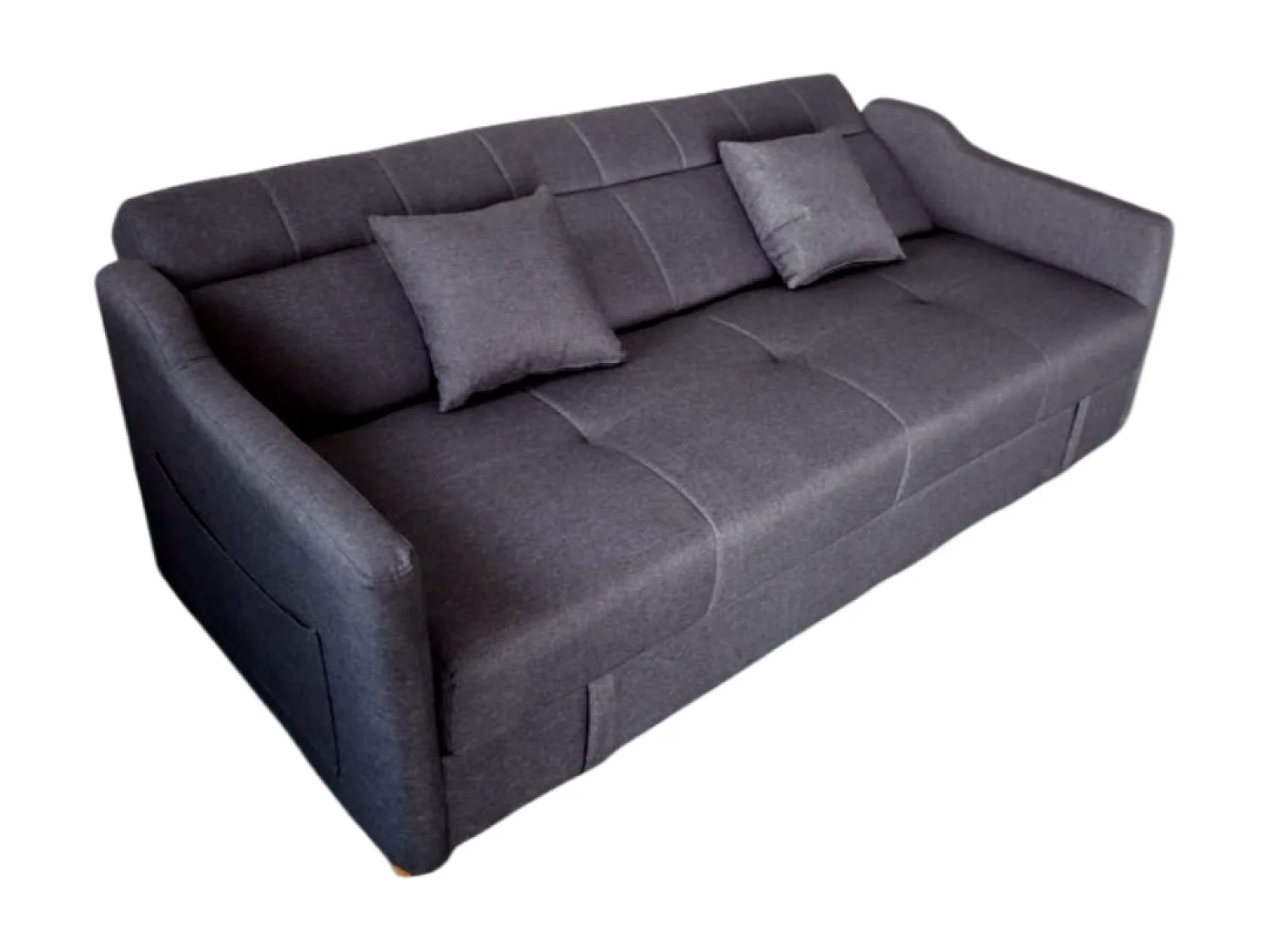 Canapé convertible avec coffre en tissu gris foncé 3 places ADARE