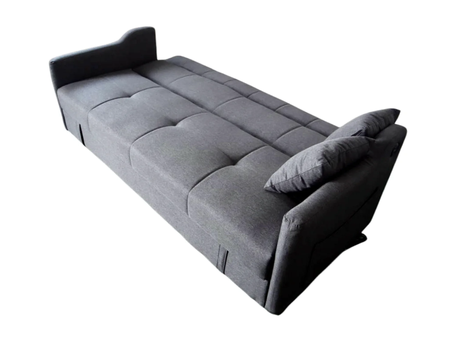 Canapé convertible avec coffre en tissu gris foncé 3 places ADARE