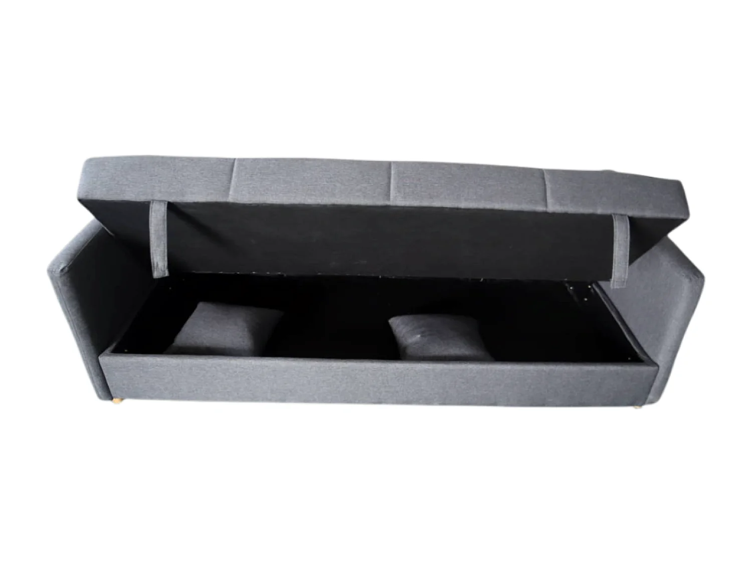 Canapé convertible avec coffre en tissu gris foncé 3 places ADARE